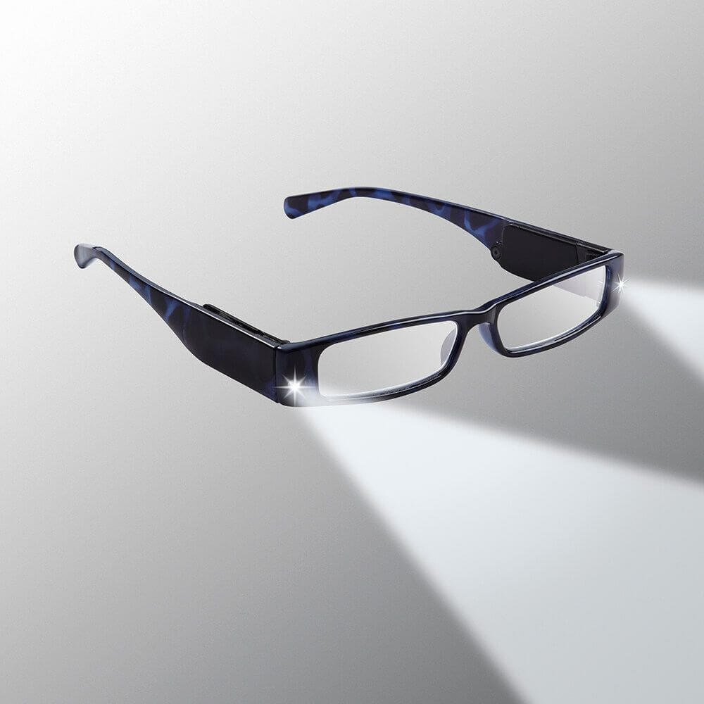 Black eyeglasses on a light gray background